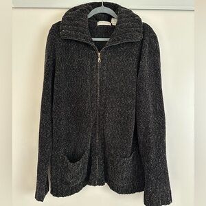 White Stag Blk/Charcoal Melange Zip-Up Sweater